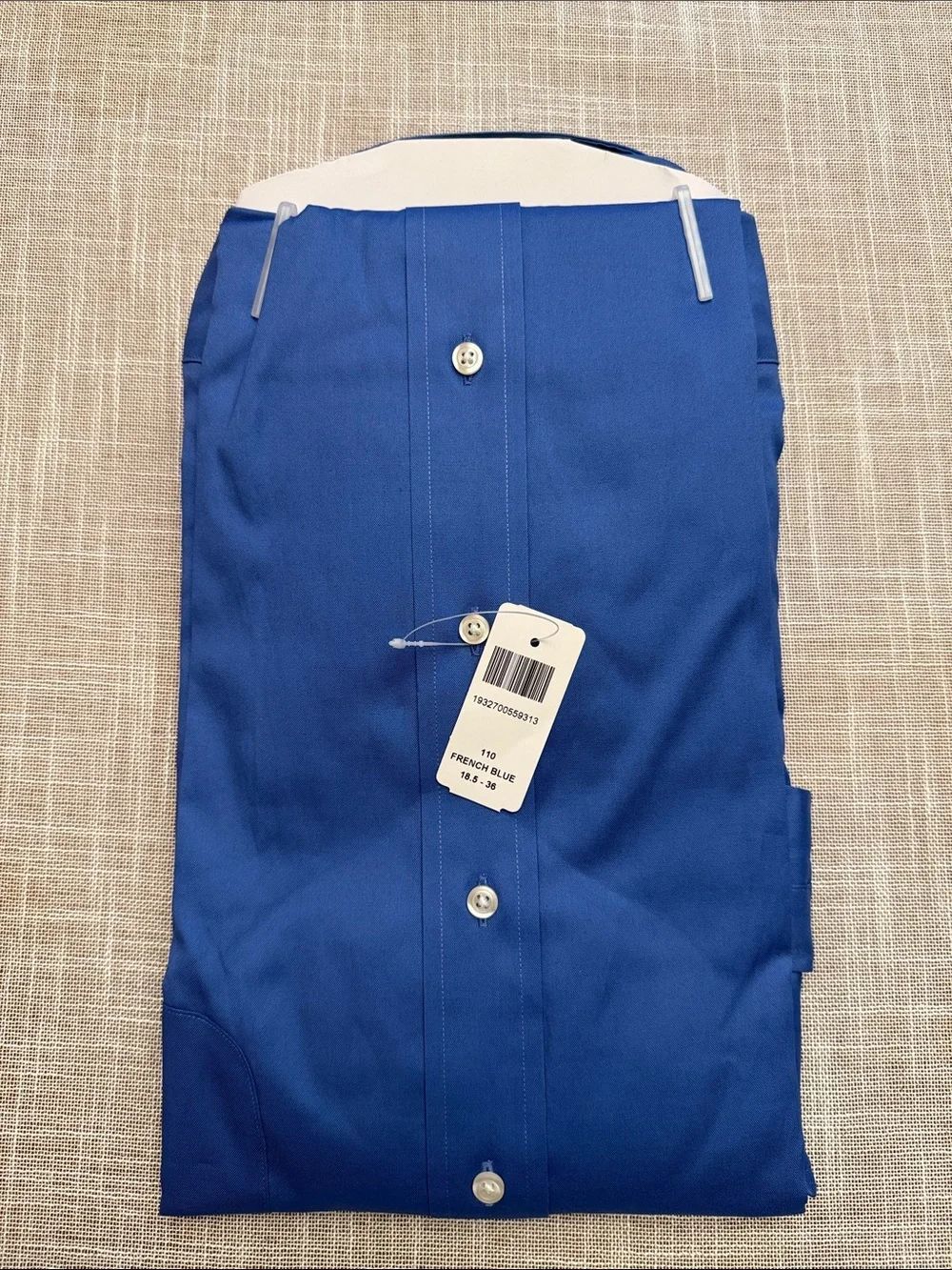 Paul Fredrick Classic Fit Mens 18.5x36 French Blue Cotton Pinpoint Collared New — image 2 of 8